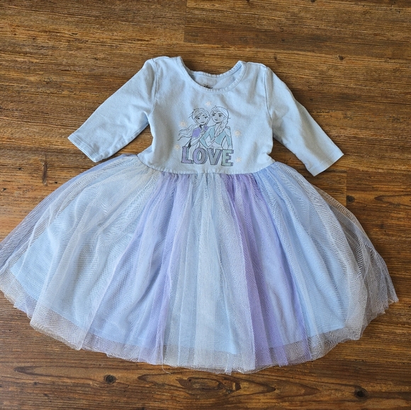 Frozen Stars  -  Girls Long Sleeve Tulle Skirt Dress